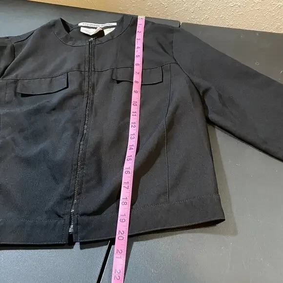 Vintage Kathie Lee Collection Womens Medium 8/10 Black Jacket Full Zip Business - Picture 5 of 6